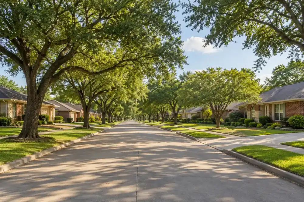 Illustration of a typical residential street in the Duncanville, TX area