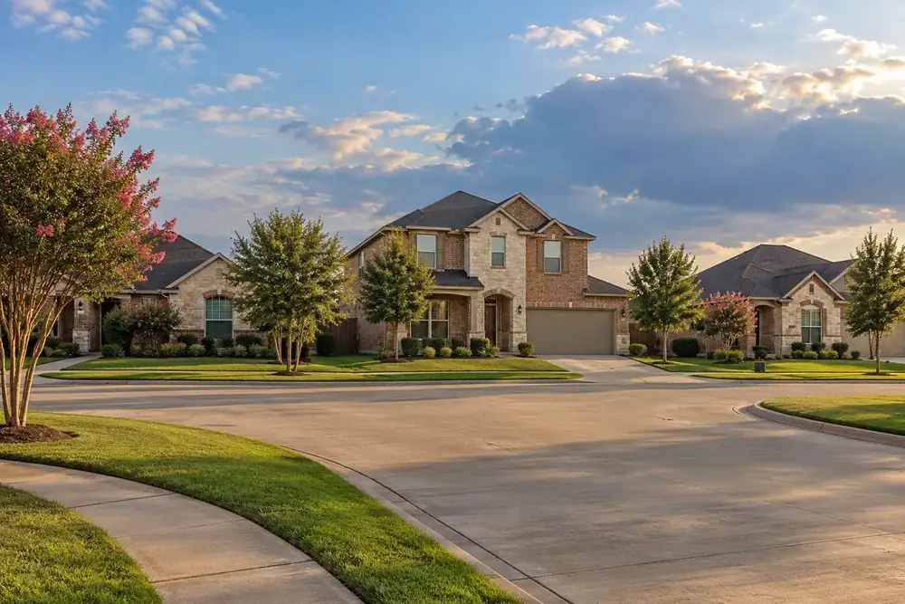 Illustration of a typical residential street in the Glenn Heights, TX area