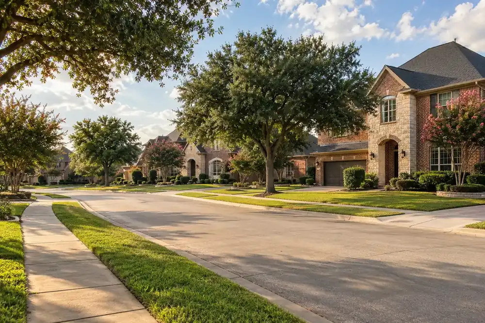 Illustration of a typical residential street in the Rockwall, TX area